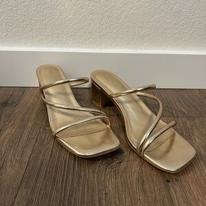 Elegant Gold Strappy Women's Heels